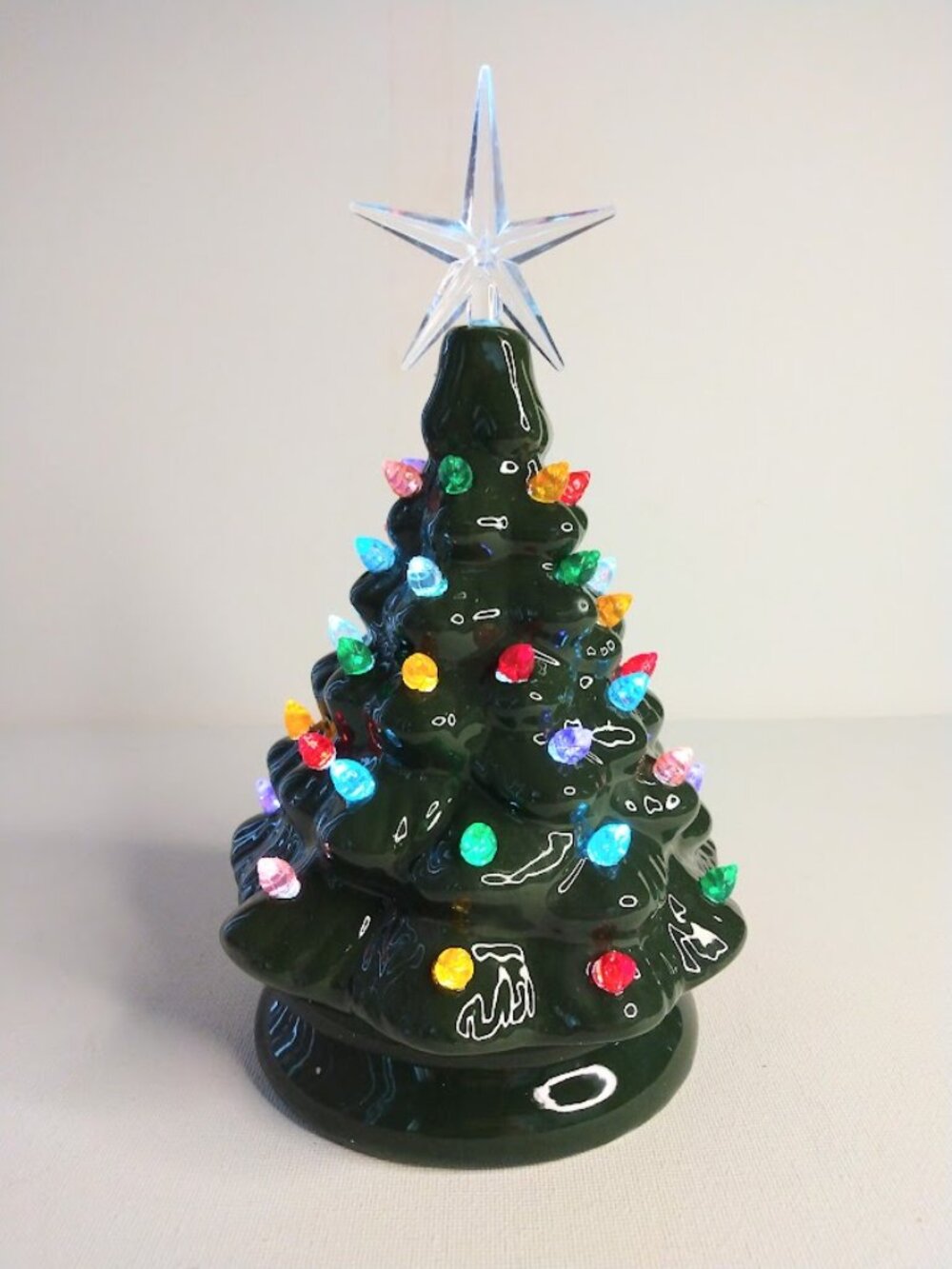 HOLIDAY PEAK Ceramic Christmas Tree Lights Up Table Top Size Battery Operated